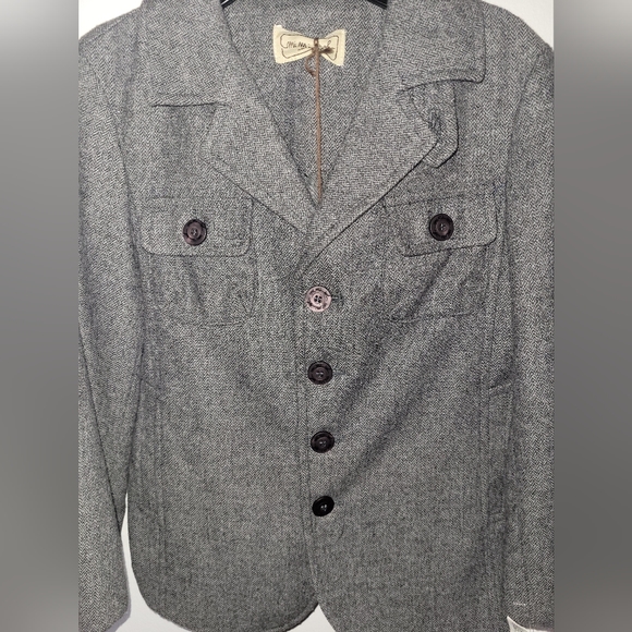 NWT Boy's Mimisol MadeinItaly Gray Herringbone Wool Blazer Jacket Sz 6 MSRP$240 - Picture 4 of 16